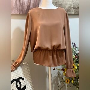 Zenana Outfitters Satin Brown Blouse (T)